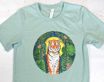 Tiger Jugendstil Kurzarm Unisex T-Shirt