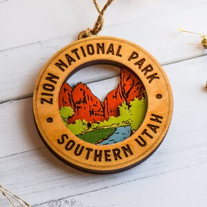 Souvenir de décoration de Noël en bois fait main du parc national de Zion