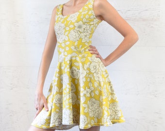 Yellow Floral Skater Dress