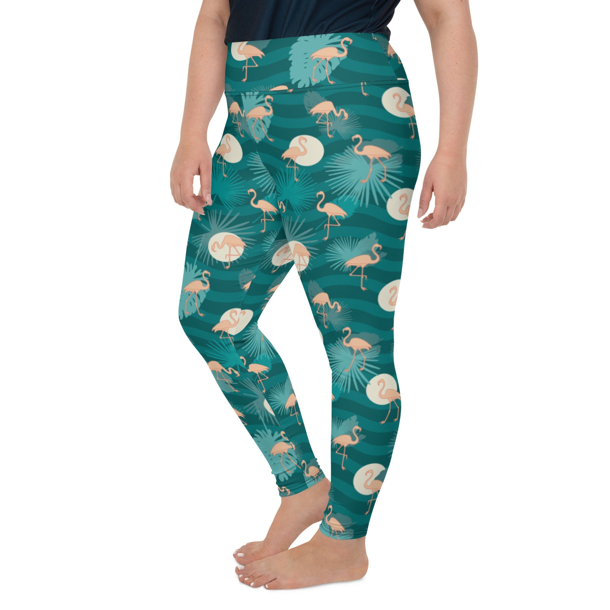 Flamingo Print Plus Size Leggings - Etsy