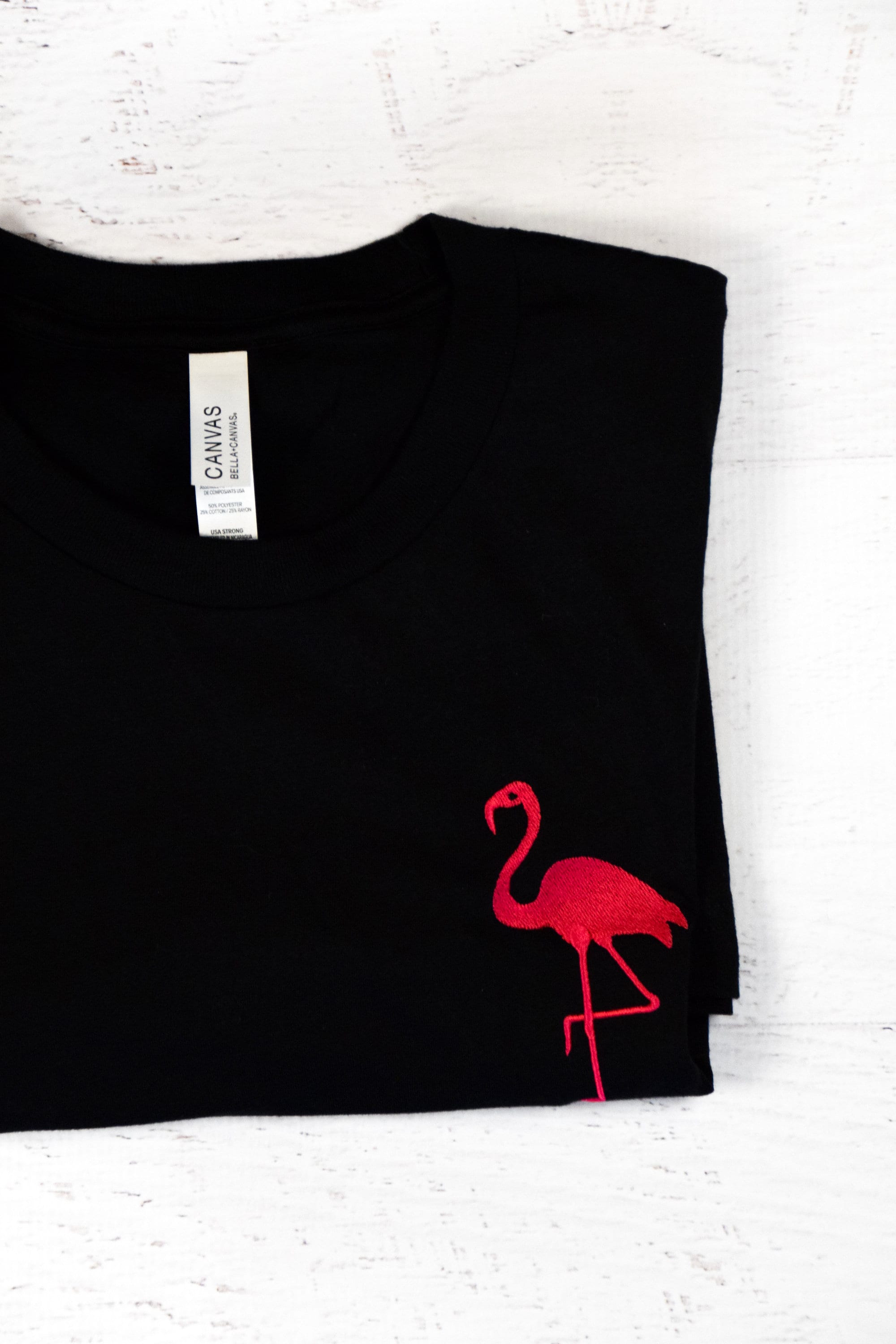 Embroidered Pink Flamingo Short Sleeve T-Shirt | Etsy