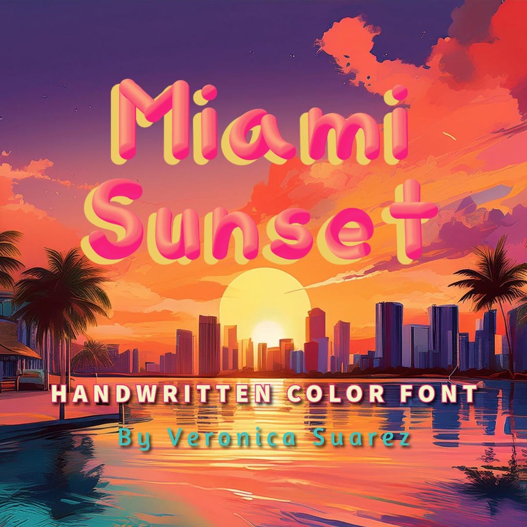 Miami Sunset – Retro Gradient Display Font - Etsy