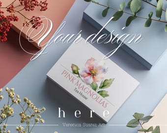 Business Card Mockup – Elegant Flat Lay | Editable Photoshop PSD | Digital Download