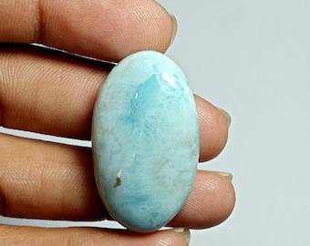 Larimar Cabochon: Loose Gemstone for Jewelry Making (49Cts, 34X19 MM)