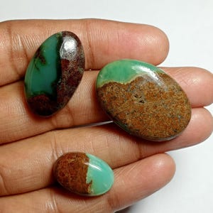 3 Pcs. Lot Chrysoprase Cabochons,Chrysoprase Gemstone,Chrysoprase Stone,Chrysoprase Semi Precious,Chrysoprase jewelry Making  59Cts.  #30