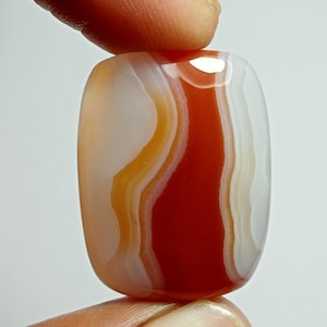 Orange Banded Agate Cabochon: Gemstone for Jewelry Making (27x21mm, 38Cts.)