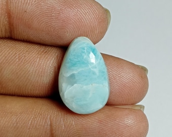 Larimar Cabochon: Loose Gemstone for Jewelry Making (19x12mm, 13Cts)