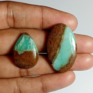2 Pcs. Lot Chrysoprase Cabochons,Chrysoprase Gemstone,Chrysoprase Stone,Chrysoprase Semi Precious,Chrysoprase jewelry Making  39Cts.  #30