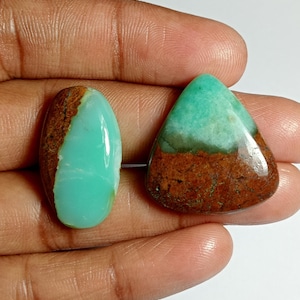2 Pcs. Lot Chrysoprase Cabochons,Chrysoprase Gemstone,Chrysoprase Stone,Chrysoprase Semi Precious,Chrysoprase jewelry Making  47Cts.  #30