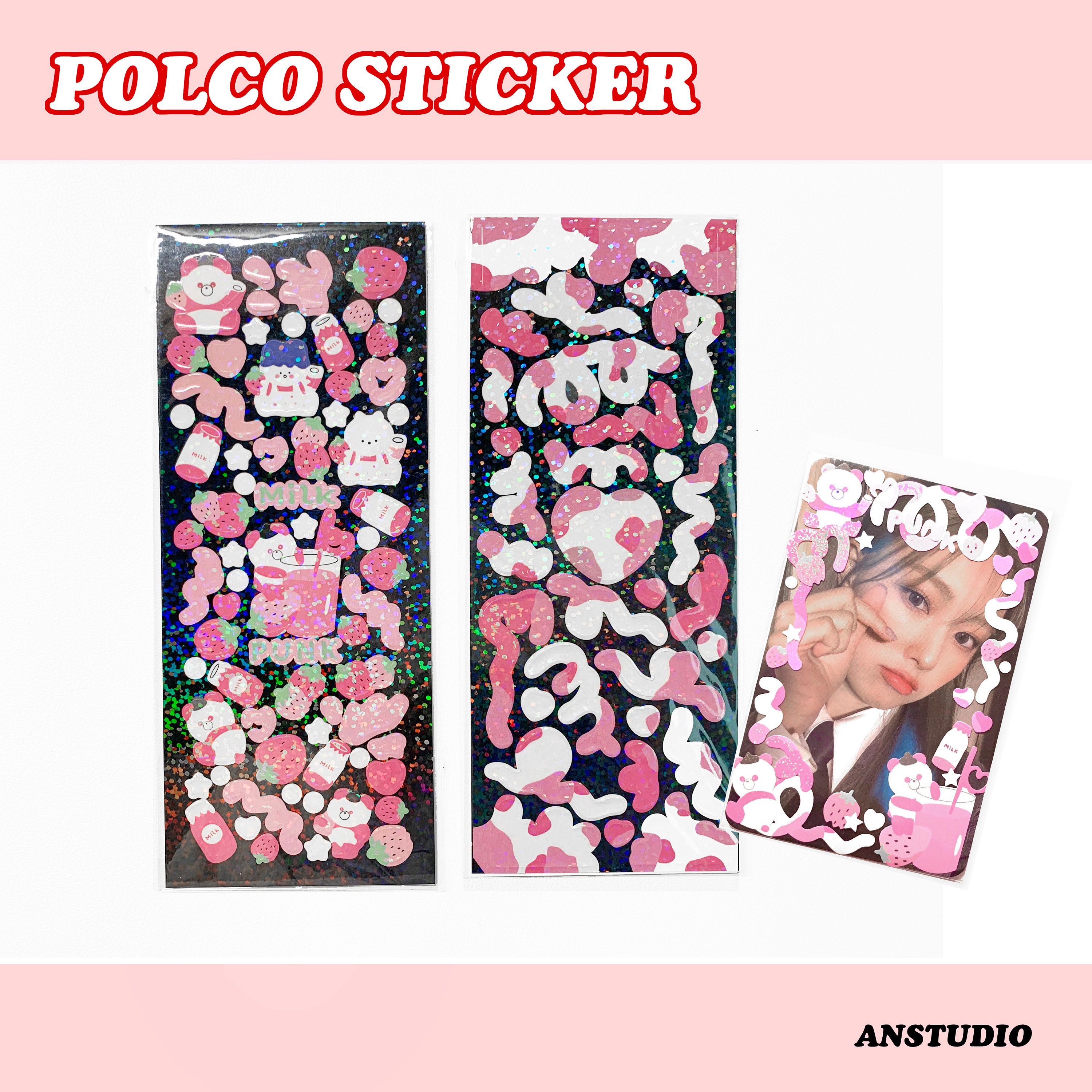 bear ribbon deco sticker korean polco sticker strawberry pink etsy