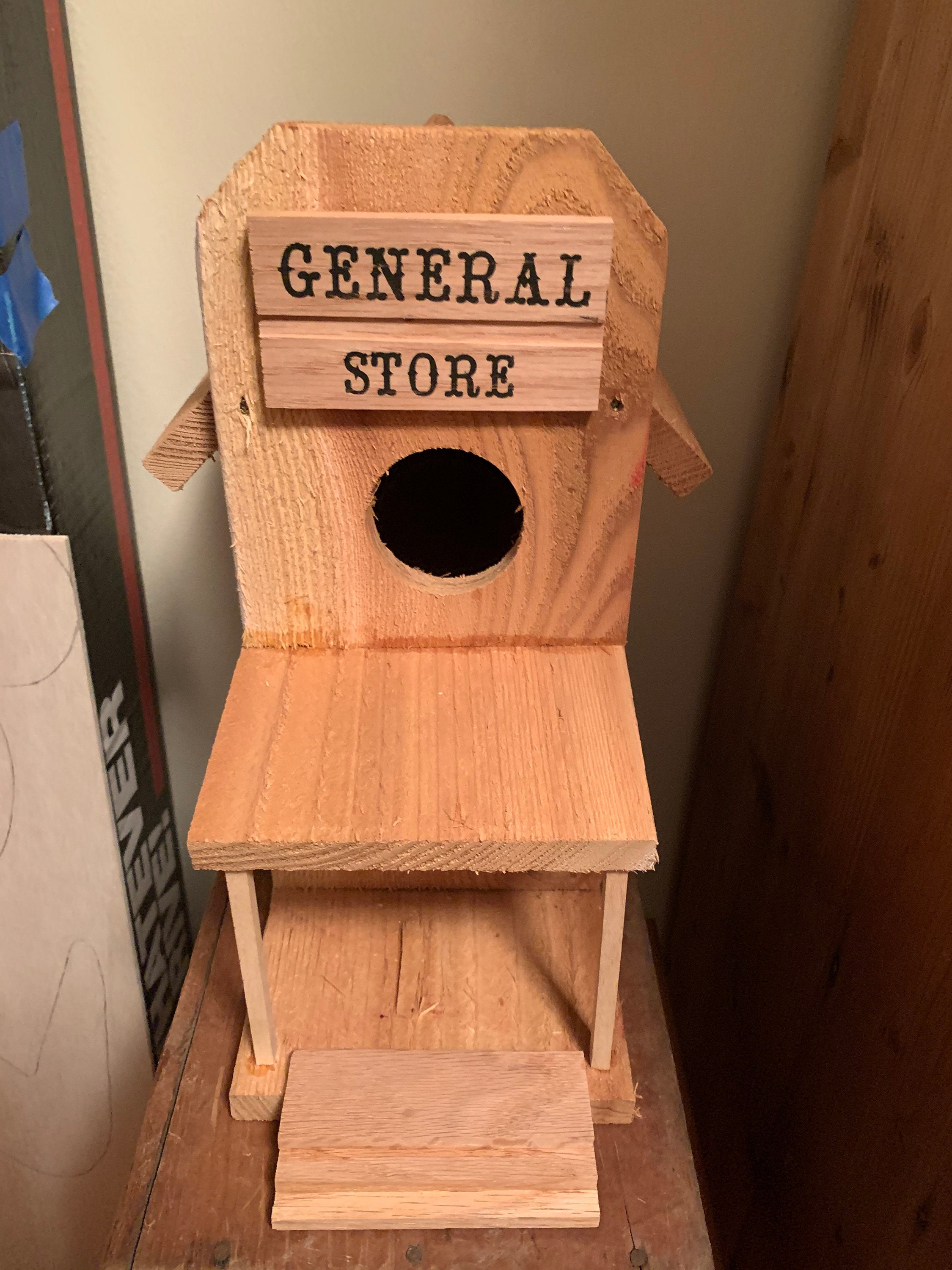 Wooden General Store Bird Feeder Etsy