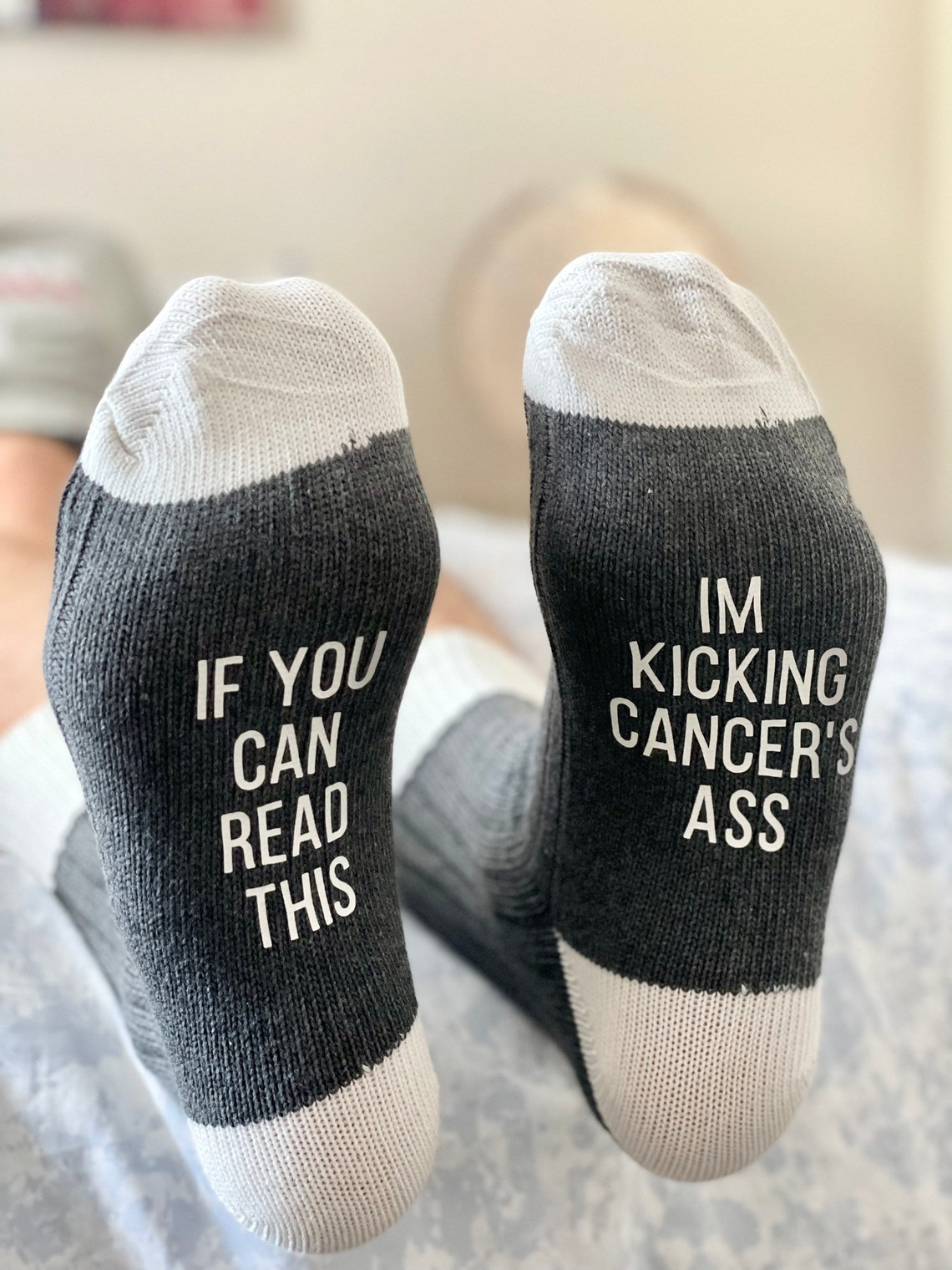 Cancer Socks Chemo Radiation Get Well Gift Breast Cancer Lymphoma Kicking Cancer's Ass Cancer