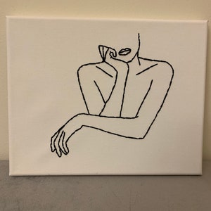 Pensive Woman Embroidery Canvas
