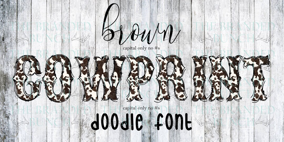 Brown Cow Print Western Doodle Font PNG - Etsy