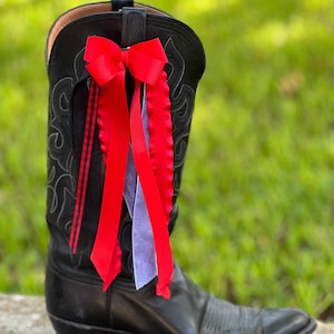 Boot Bows, Red, Black & White Ribbon, Game Day, Football, College, Gift for Her, Gift for Graduation, Custom Available