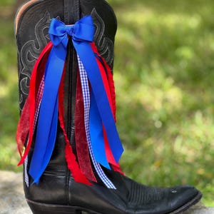 Red White & Blue Boot Bows: Game Day Concert Ribbon Set