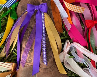 Customizable Ribbon Boot Bows, School Spirit Colors, Set of 2