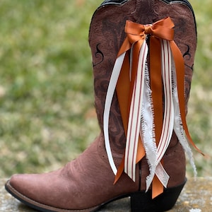Boot Bows, Copper & Cream, College, Boots, Ribbon, Custom Available