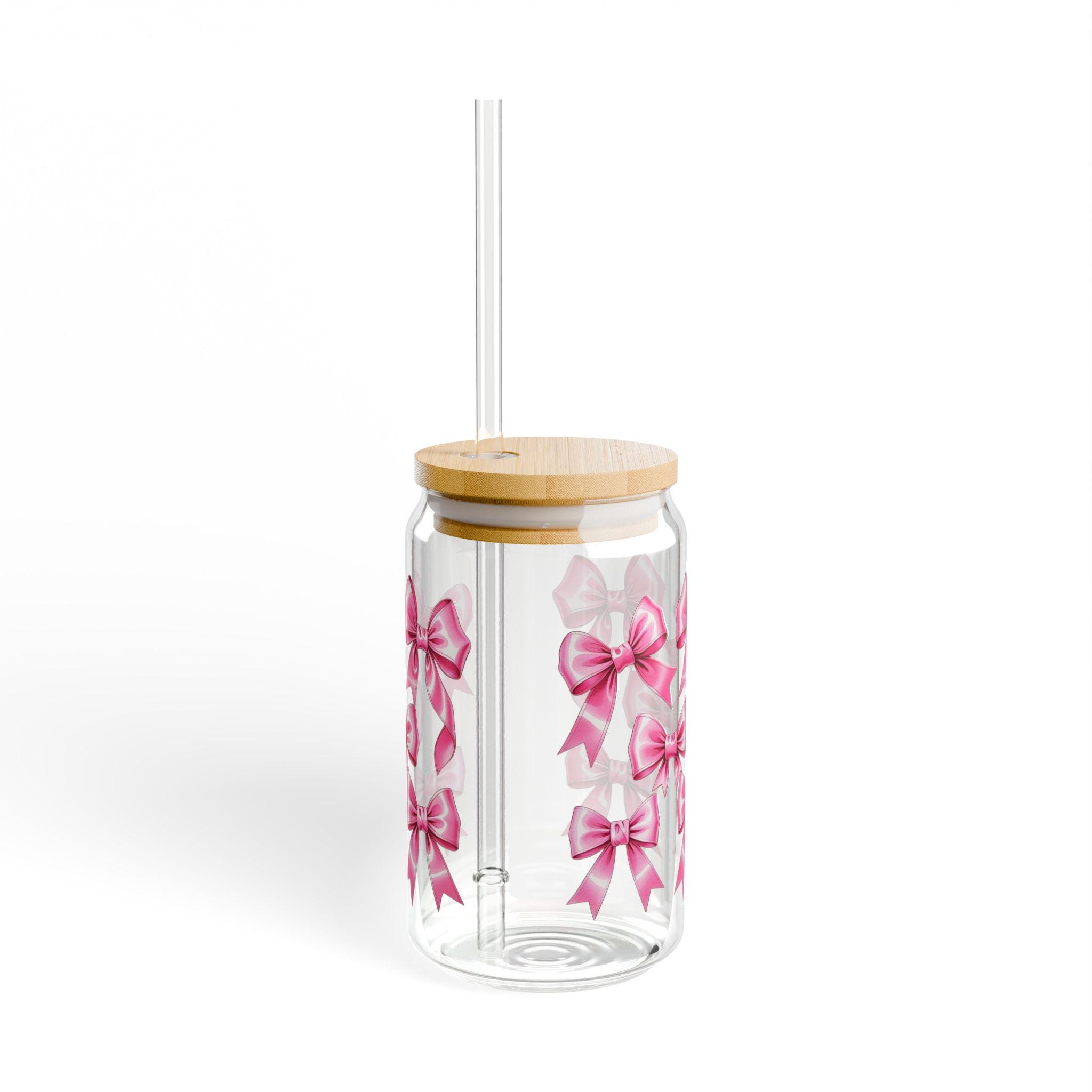 Coquette Pink Bow Sipper Glass: Girly Drinkware With Straw - Etsy