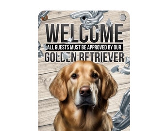 Türschild Aus Schiefer Für Golden Retriever Fans – 'Vorsicht Vor Dem Frauchen, Der Hund Ist Harmlos' | Graviert, Wetterfest, 22x16 Cm