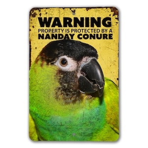 Warning Nanday Conure Sign | Parrot Warning Sign | Nanday Conure Parrot Sign