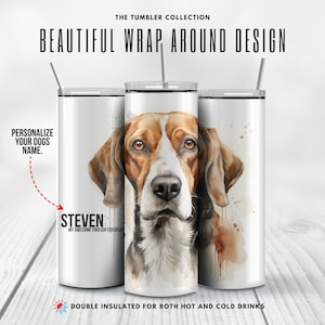 Englischer Foxhound Becher | Personalisierter englischer Foxhound Tumber