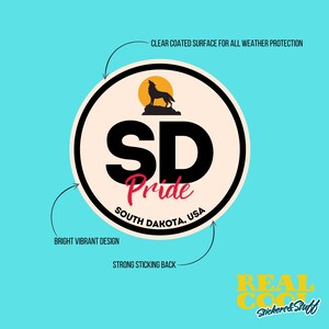 South Dakota Pride Sticker - South Dakota Abbreviation Decal for Car ...