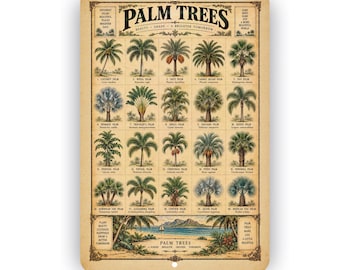 Palm Trees Aluminum Sign – Vintage Tropical Palm Identification Wall Decor