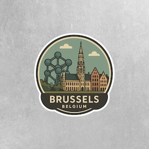Brussels Belgium Illustration Sticker: Travel Decal