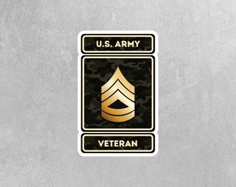 Darkside Ltd US Army Staff Sergeant (E-6 / SSG) Veteran Vinyl Decal - 5.5" X 6.75"