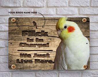 Personalized Yellow Cockatiel Sign | Rustic Parrot Sign | Add Your Yellow Cockatiel Name