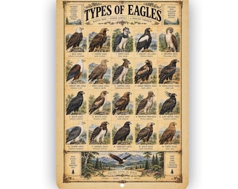 Types of Eagles Aluminum Sign – Vintage Eagle Identification Wall Decor