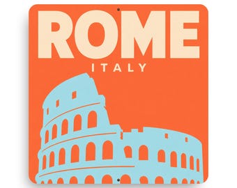 Rome Italy Aluminum Sign | 12” x 12” Wall Art | Colosseum Souvenir