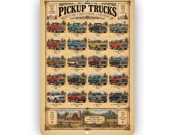 Pickup Trucks Aluminum Sign – Vintage & Classic Truck Wall Decor