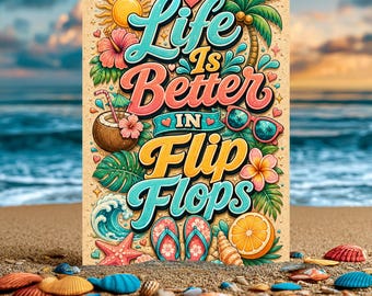 Life Is Better In Flip Flops Sign, Beach Vibes Wall Decor, Tropical Coastal Decor, Summer Beach Sign, Aluminum Beach Sign, Tiki Bar