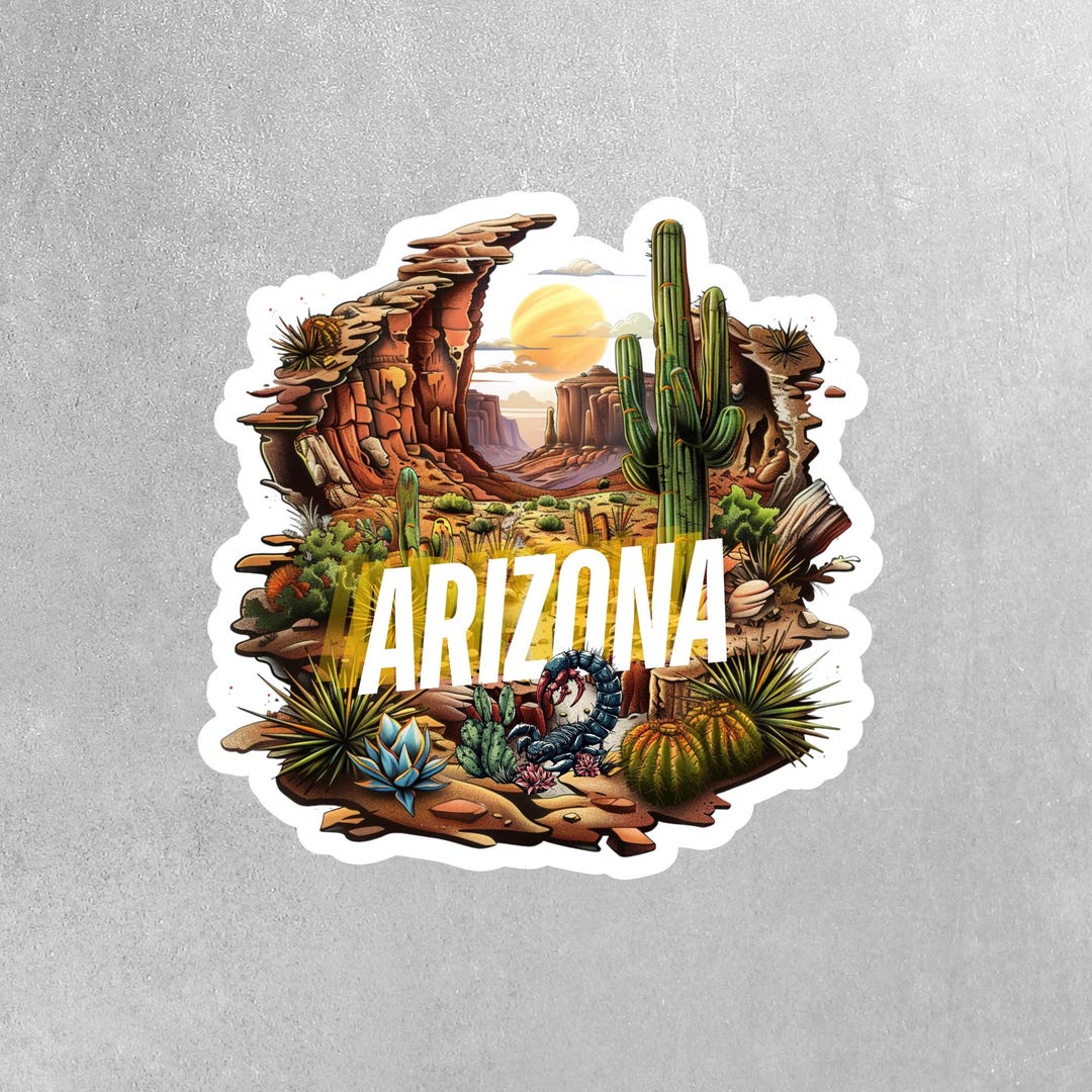 Arizona Sticker - Arizona Desert Sticker - Arizona Decal - Etsy
