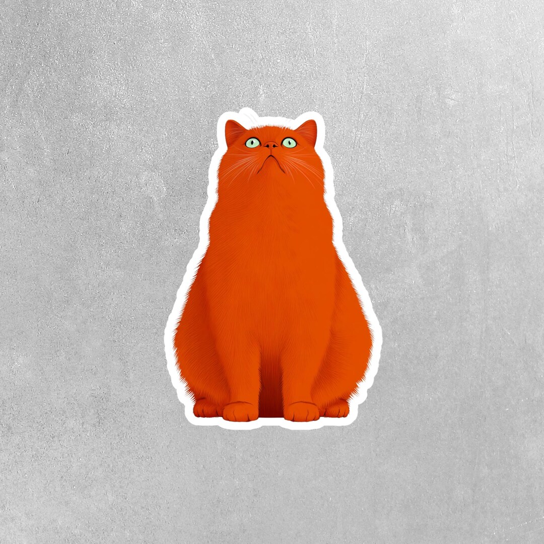 Red Cat Sticker | Fat Cat Sticker | Cat Sticker - Etsy