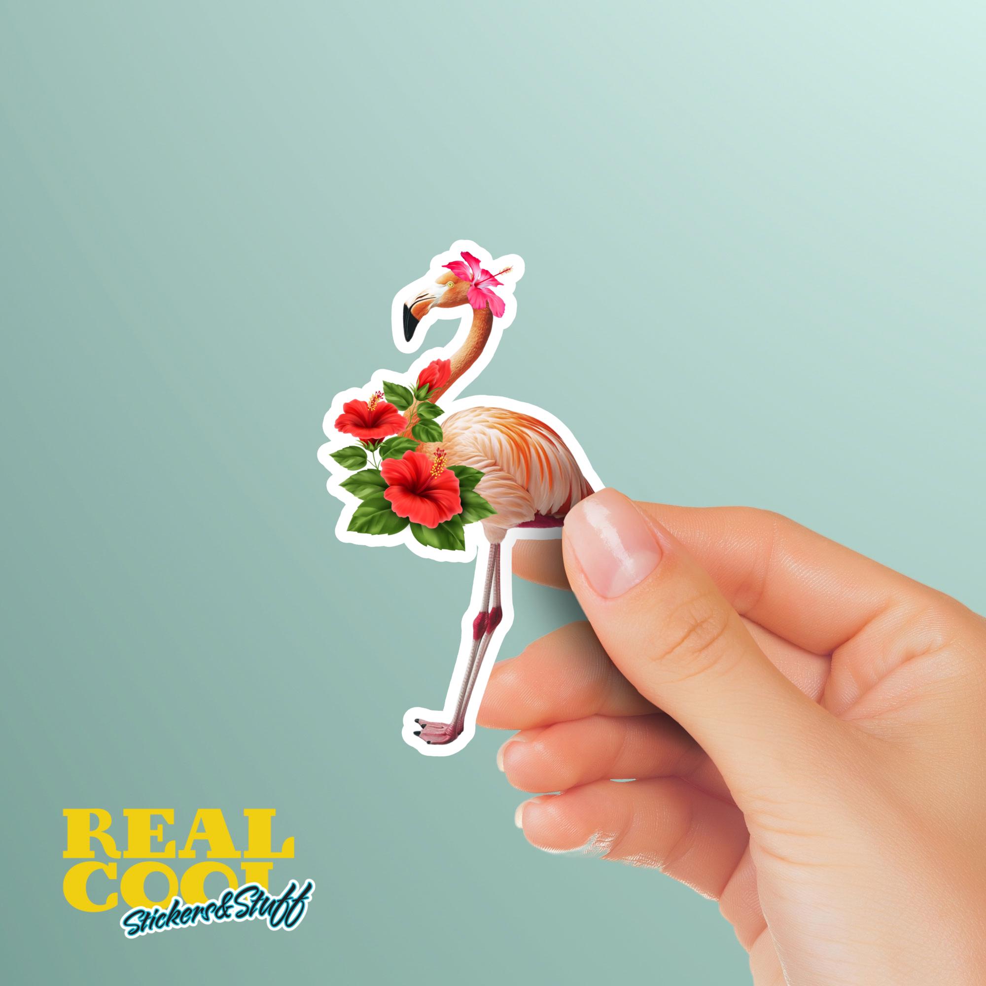 Pink Flamingo Sticker | Cute Tropical Décor, Waterproof Vinyl Decal for ...