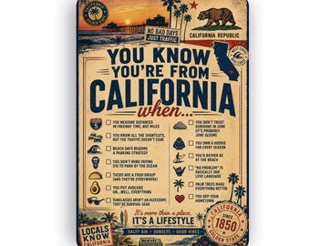 California Lifestyle Metal Sign | Vintage West Coast Wall Art
