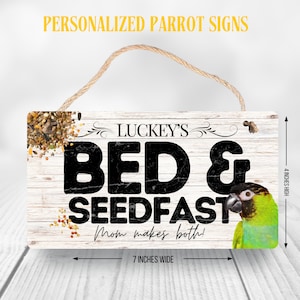 Nanday Conure Personalized Sign | Bed and Seedfast Sign | Nanday Conure Owner Gift