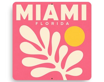 Miami Aluminum Sign | Miami Florida Souvenir | 12” x 12” Wall Art