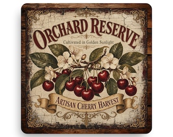 Vintage Cherry Orchard Reserve Sign – Rustic Fruit Wall Decor