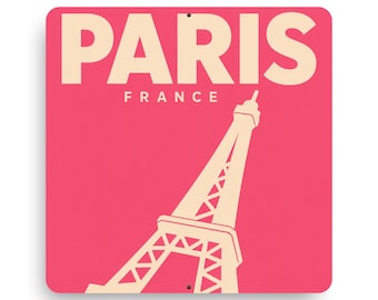 Paris France Eiffel Tower Aluminum Sign | 12” x 12” Wall Art | Paris Souvenir