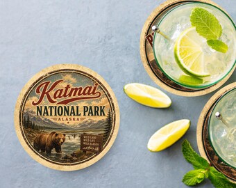 Katmai National Park Ceramic Coaster – 4" Round