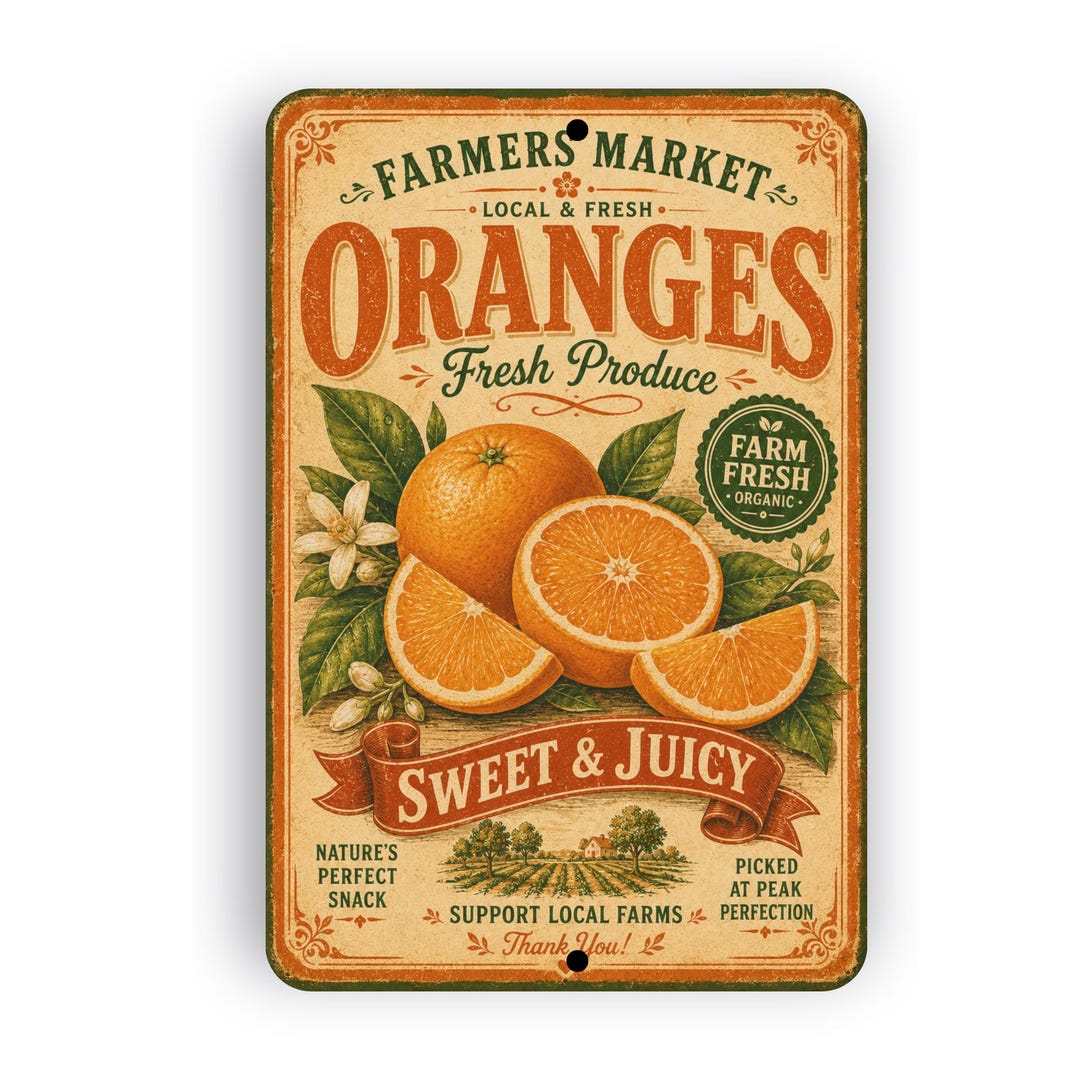 Farmers Market Oranges Sign - 50's Style Fruit Sign - Farmhouse-style ...