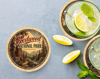 Redwood National Park Ceramic Coaster – 4" Round