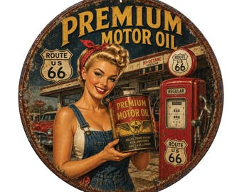 Vintage Full Service Garage Pin-Up Sign – Retro Garage Wall Décor | Rustic Garage Decor