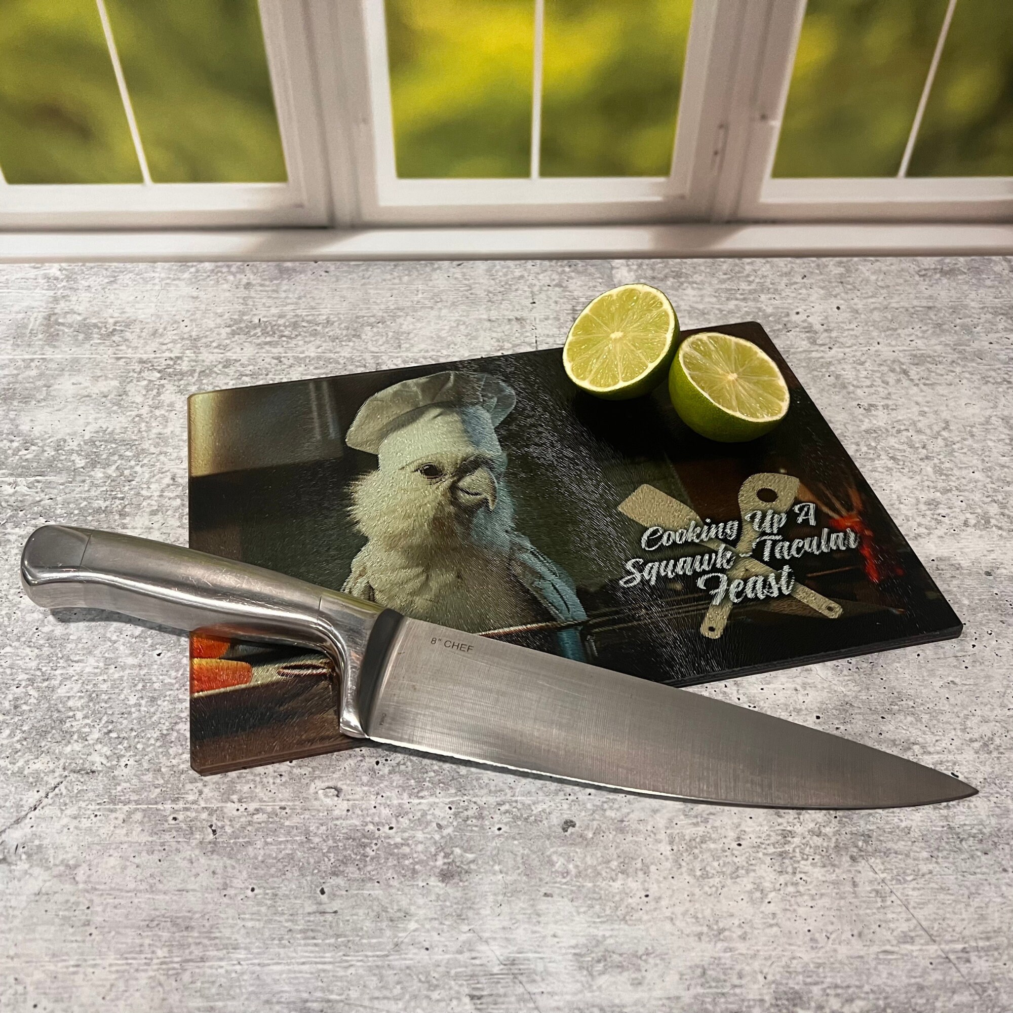 Goffins Cockatoo Cutting Board | Glass Cutting Board | Goffins Cockatoo Glass Cutting Board