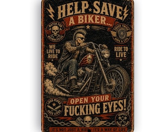 Motorcycle Sign - Biker Sign - Garage Sign - Help Save A Biker Sign