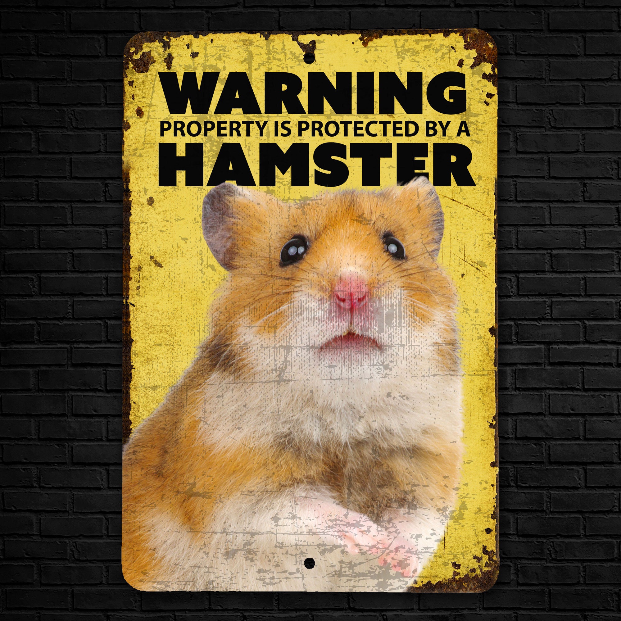 Lustiges Hamster-Xing Schild – Diamantform, Aluminium, Laminiert, Für Garten & Café